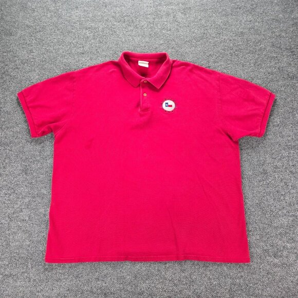 Houston Texas Polo Shirt Mens 2XL Red Short Sleeve Vintage Embroidered Golf Ball - Picture 1 of 7